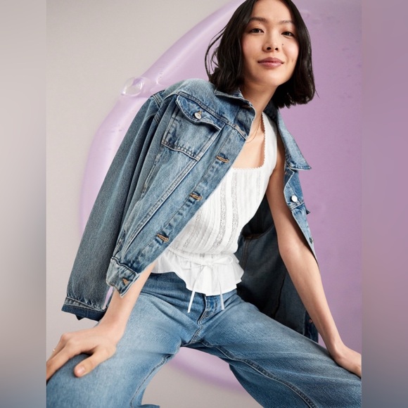 NWTS💓LINEN & LACE LADIES SIZE XL💓GAP OLDNAVY💓CRISP WHITE LACE BUTTON PEPLUM TOP - Picture 7 of 12